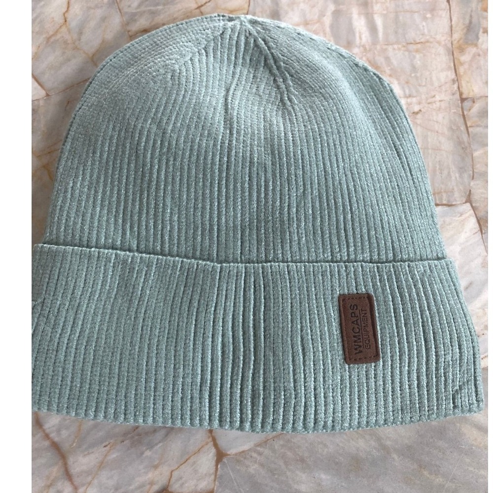 WMCAPS Equipment Ribbed Knit Cuffed Beanie Sage Green Outdoor Winter Hat